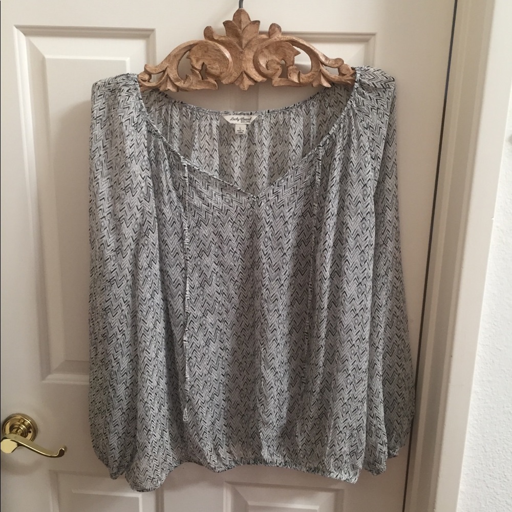 Lucky Brand long sleeve sheer top size L